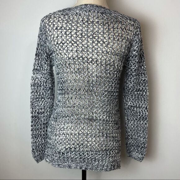 Blue & White Glitter Loose Knitted Pullover Crew Neck Long Sleeve Sweater size S - Picture 11 of 12